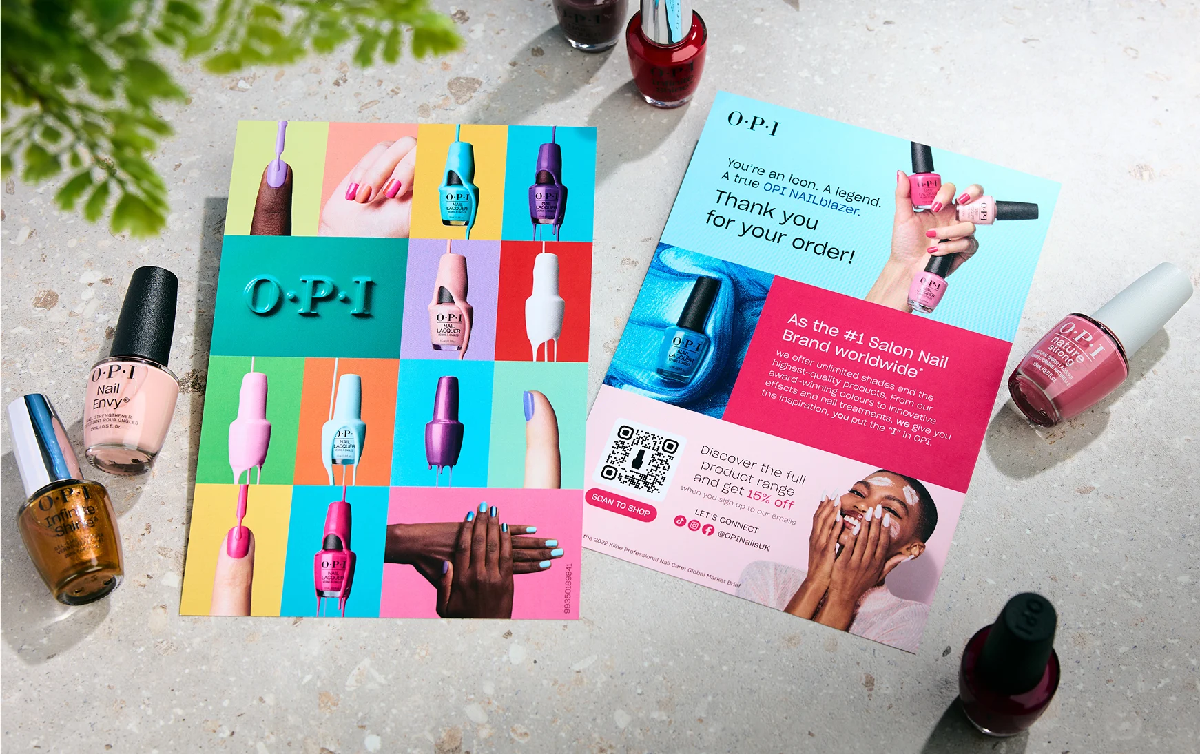 A brocher on varoious colors of nail polishes