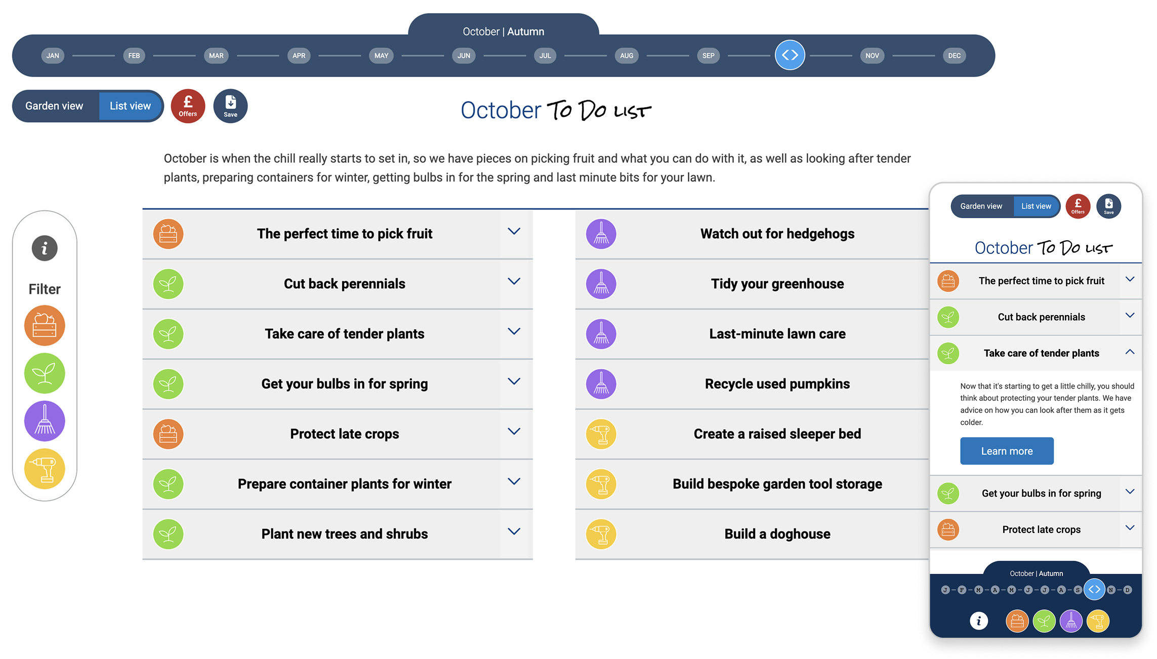 Gardern calender snapshot