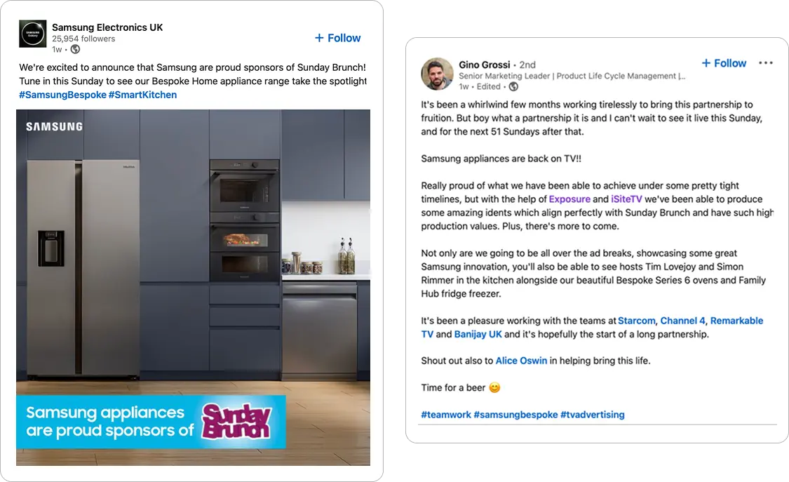 article regarding samsung sunday brunch